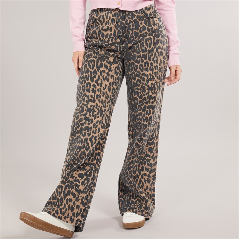 Womens Erin Wide Leg Jeans Leopard - Size 16