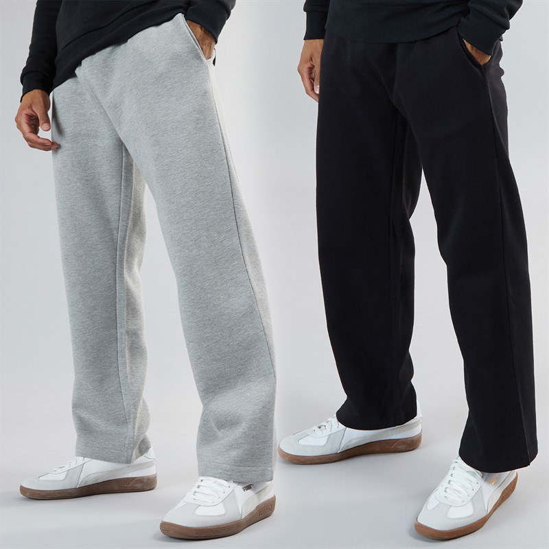 Brave Soul Herren Zeus Zweierpack Jogginghosen mit offenem Saum Schwarz / Grau