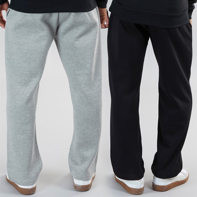 Brave Soul Herren Zeus Zweierpack Jogginghosen mit offenem Saum Schwarz / Grau