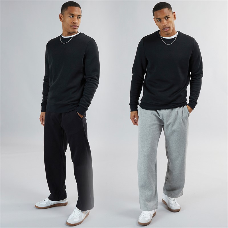 Brave Soul Herren Zeus Zweierpack Jogginghosen mit offenem Saum Schwarz / Grau