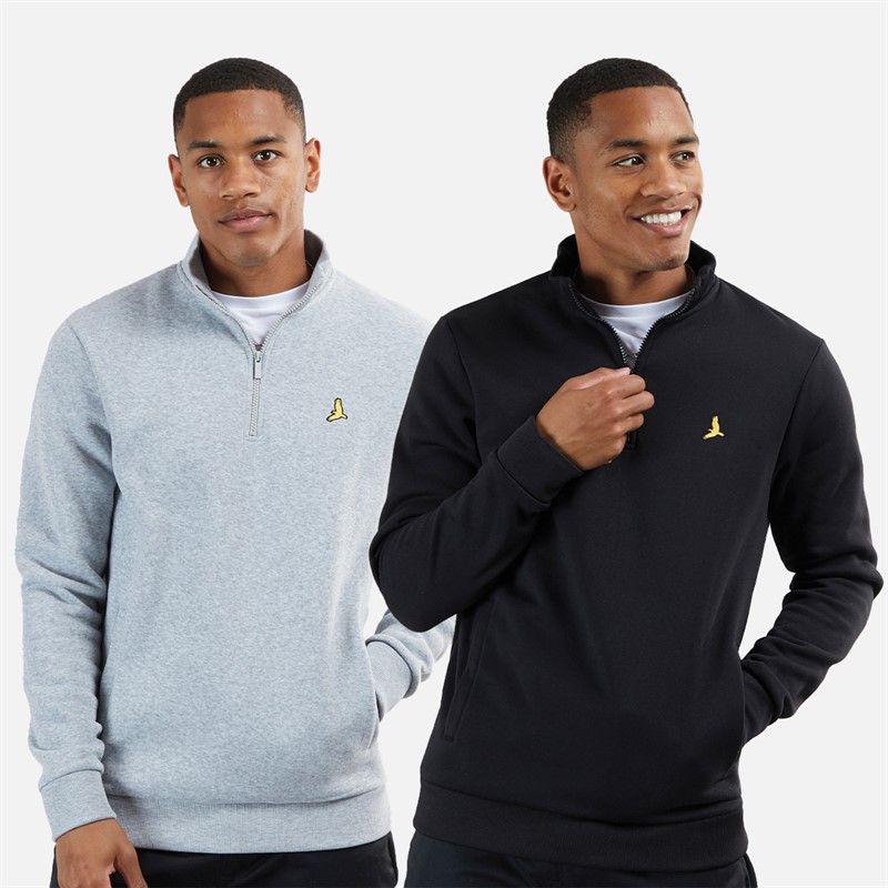 Mens Stilgar Two Pack 1/4 Zip Sweatshirts Black/Grey - Size XXL