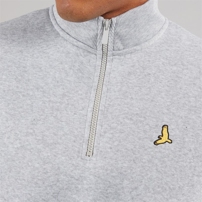 Brave Soul Mens Idaho Funnel Neck Jumper Light Grey Marl