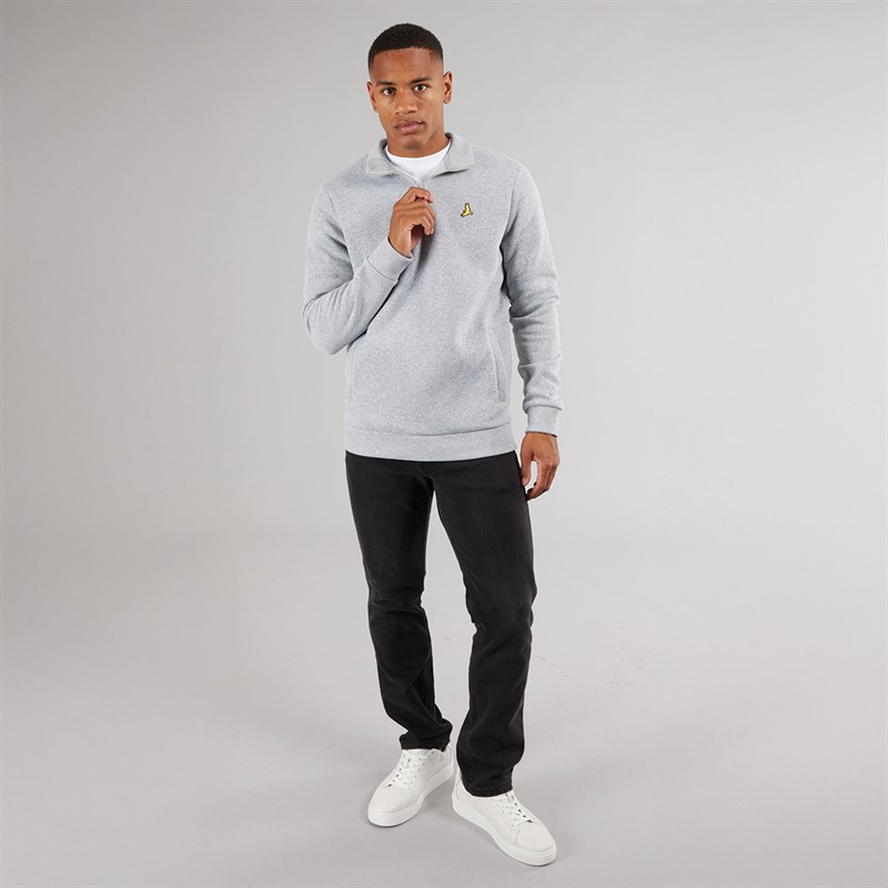 Brave Soul Mens Idaho Funnel Neck Jumper Light Grey Marl