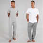 Brave Soul Mens Carl Two Pack T-Shirt And Lounge Pants Set White/Check/Grey Marl