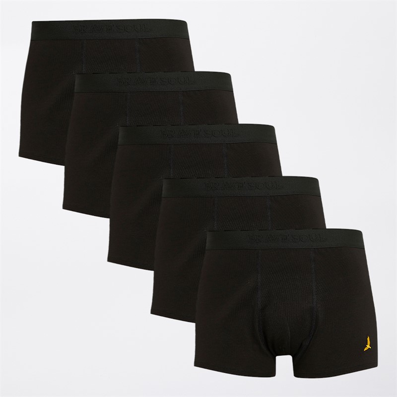 Brave Soul Herren Arlo Fünferpack Boxershorts Schwarz