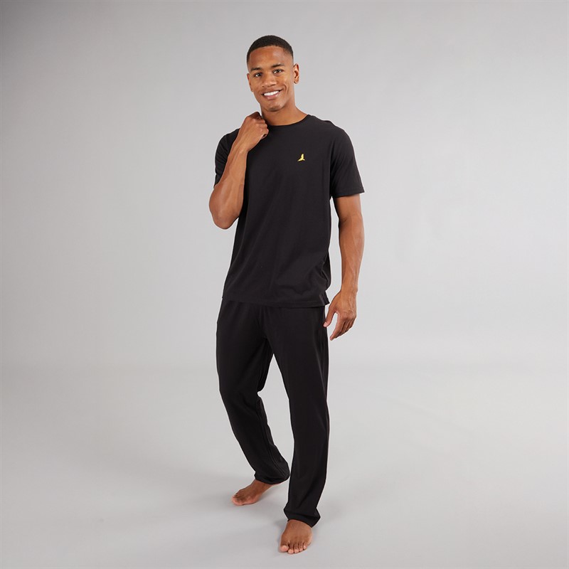 Brave Soul Herren Robbert T Shirt Und Lounge Hose Set Schwarz