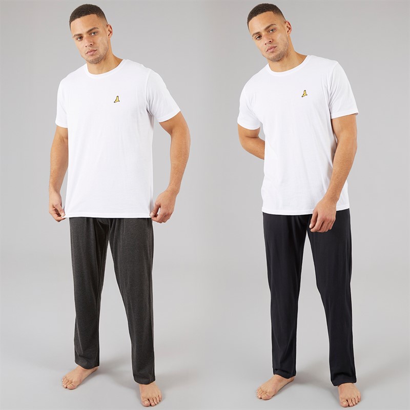 Brave Soul Herren EMB Zwei Pack Lounge Hose Marine/Anthrazit Marl