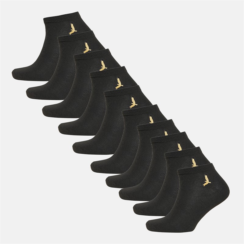 Mens Mateo Ten Pack Trainer Socks Black - Size OS