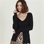Brave Soul Womens Frill Hem Top Black