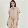 Brave Soul Womens Utility Linen Playsuit Stone