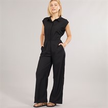 Brave Soul Womens Collared Jumpsuit Black