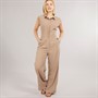 Brave Soul Womens Collared Jumpsuit Taupe