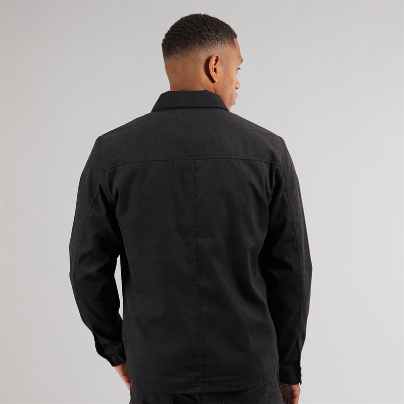 Brave Soul Mens Current Borg Lined Shacket Black