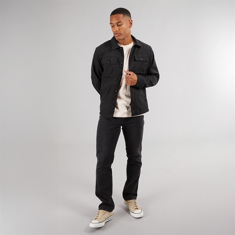 Brave Soul Mens Current Borg Lined Shacket Black