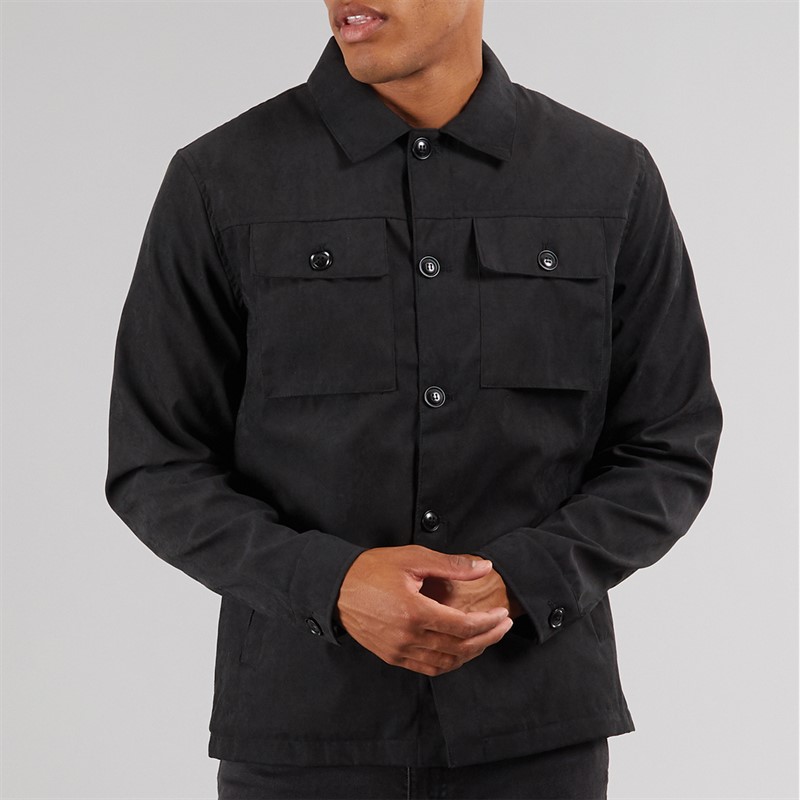 Brave Soul Mens Current Borg Lined Shacket Black