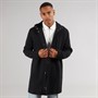 Brave Soul Mens Peyton Funnel Neck Overcoat Black