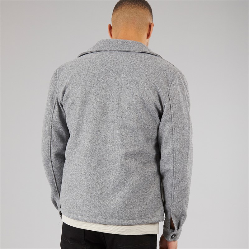 Brave Soul Mens Wasabi Faux Wool Shacket Grey