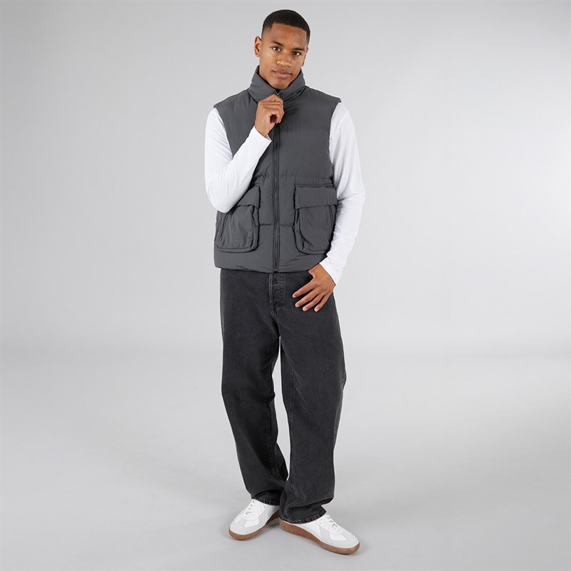 Brave Soul Mens Kirby Padded Gilet Charcoal