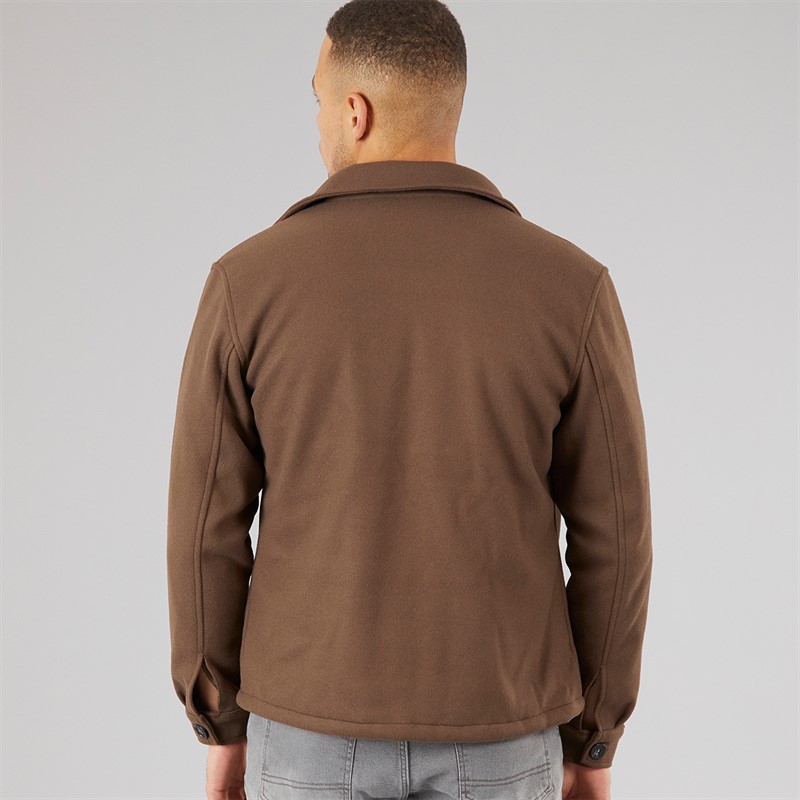 Brave Soul Mens Wasabi Faux Wool Shacket Brown