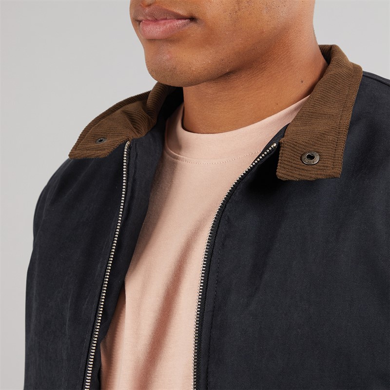 Brave Soul Mens Derwent Bomber Jacket Dark Navy