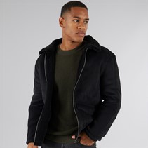 Brave Soul Mens Cunningham Faux Suede Jacket Black