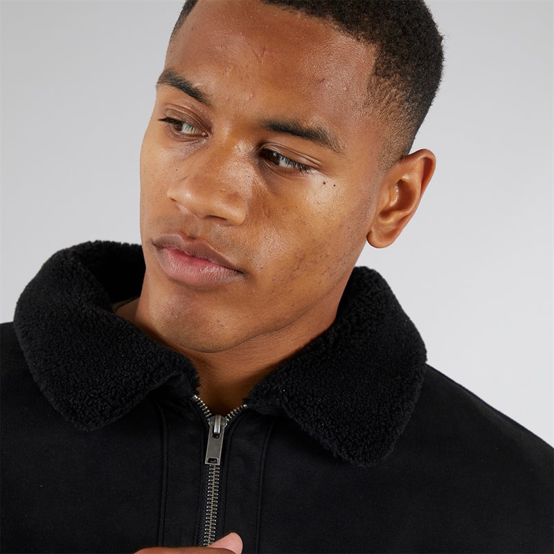 Brave Soul Mens Cunningham Faux Suede Jacket Black