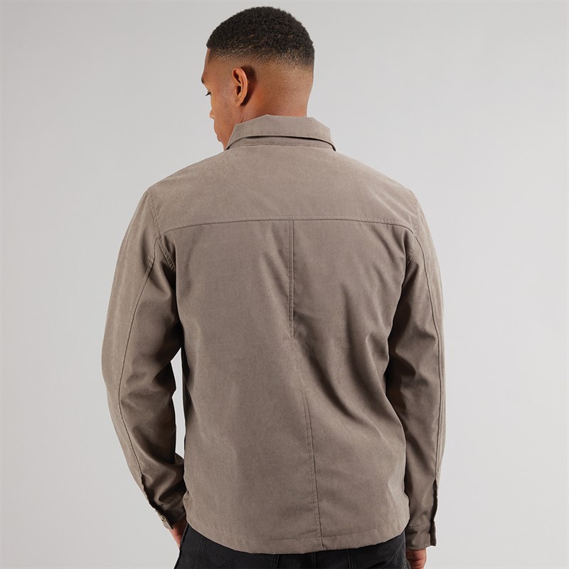 Brave Soul Mens Current Borg Lined Shacket Taupe