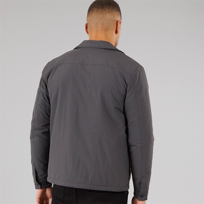 Brave Soul Mens Pearson Borg Lined Shacket Charcoal