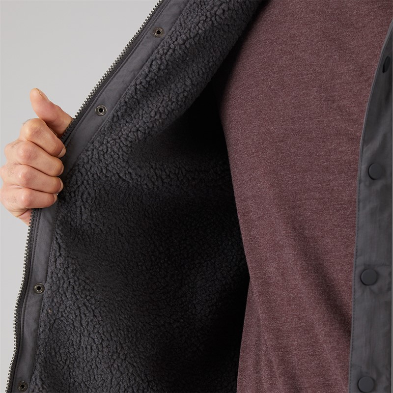 Brave Soul Mens Pearson Borg Lined Shacket Charcoal