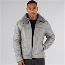 Brave Soul Mens Poulson Faux Suede Jacket Grey