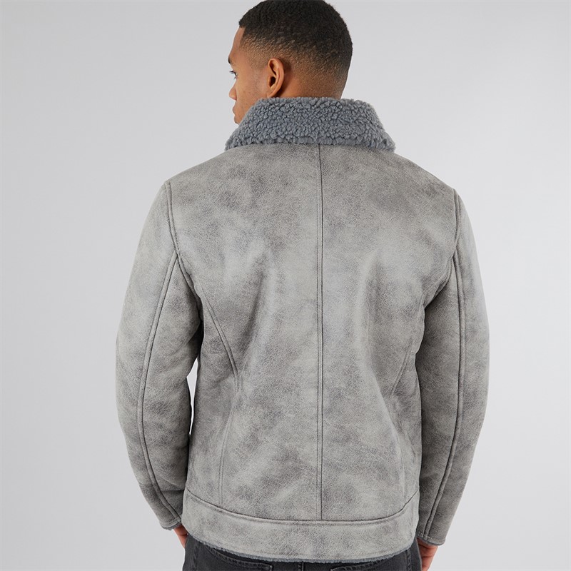 Brave Soul Mens Poulson Faux Suede Jacket Grey