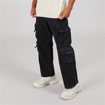 Brave Soul Mens Kansai Wide Leg Cargo Jeans Black Wash