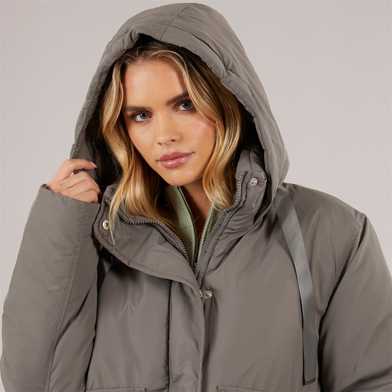 Brave Soul Womens Hollins Short Puffer Jacket Charcoal