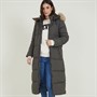 Brave Soul Womens Jewels Long Puffer Jacket Khaki