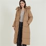 Brave Soul Womens Jewels Long Puffer Coat Biscuit