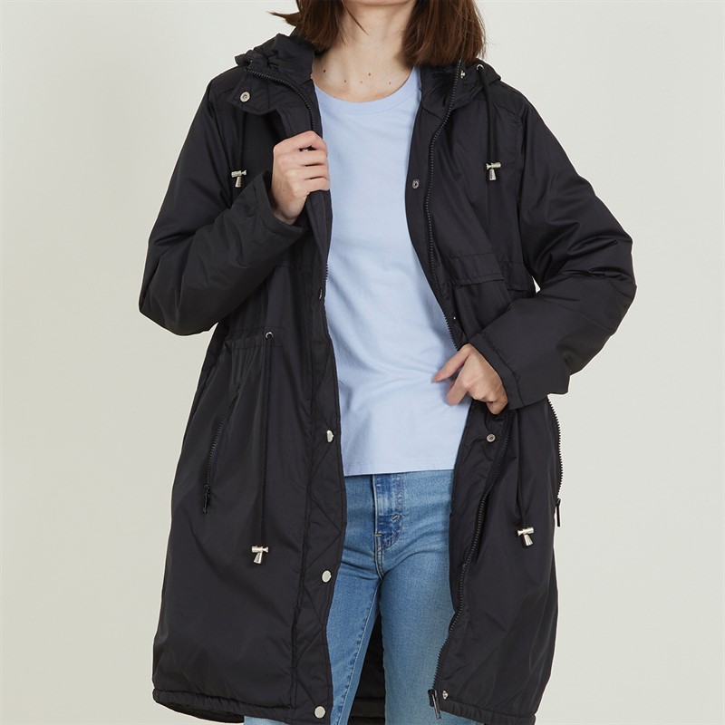 Brave Soul Womens Cairo Padded Parka Jacket Black