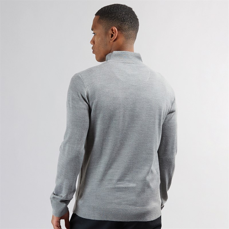 Brave Soul Mens Georgie 1/4 Zip Funnel Neck Sweatshirt Silver Grey Marl