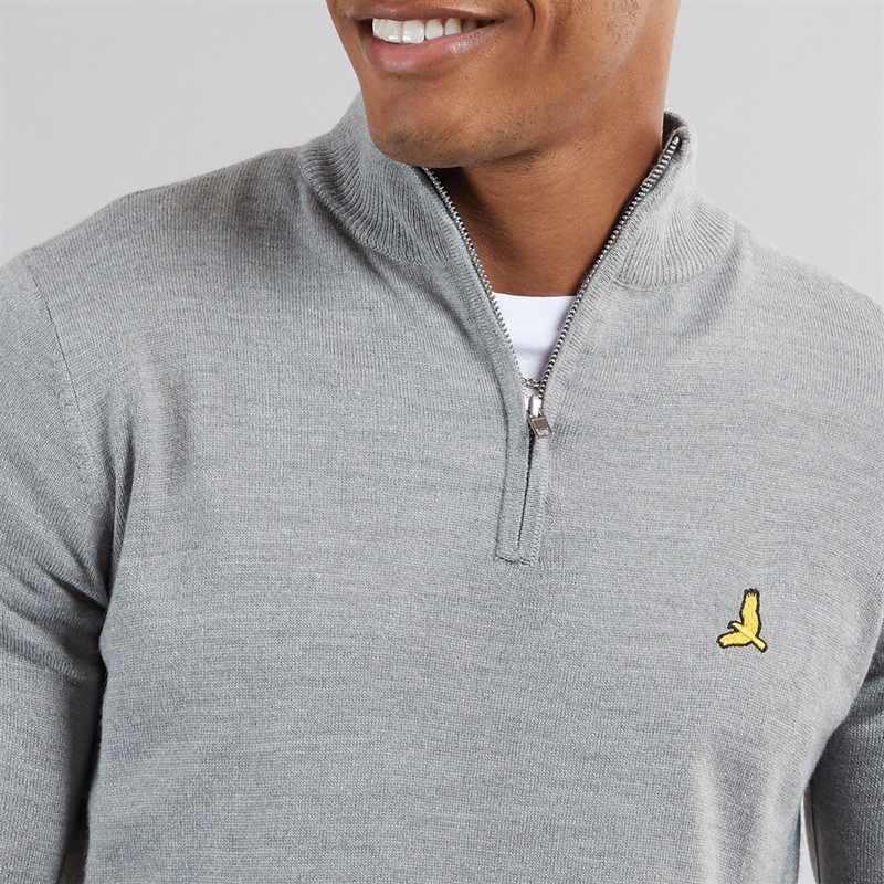 Brave Soul Mens Georgie 1/4 Zip Funnel Neck Sweatshirt Silver Grey Marl