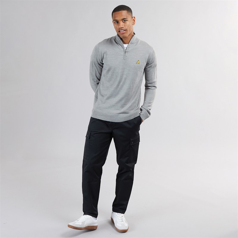 Brave Soul Mens Georgie 1/4 Zip Funnel Neck Sweatshirt Silver Grey Marl