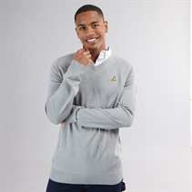 Brave Soul Mens Alvardo V-Neck Jumper Silver Grey Marl