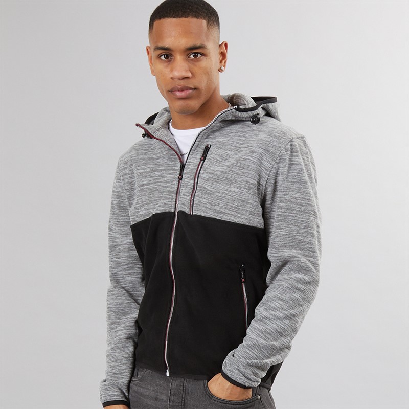 Mens Ingleton Zip Through Hoodie Ecru/Black/Jet Black - Size M