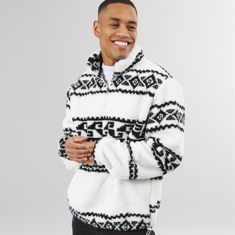 Mens Powelton 1/4 Zip Fleece Optic White/Jet Black - Size XL