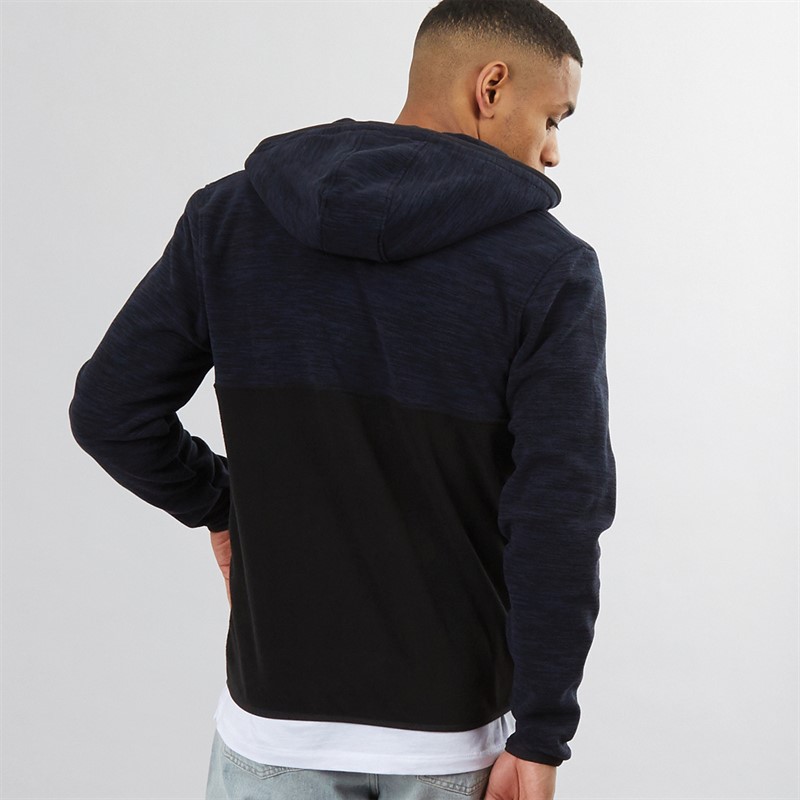 Brave Soul Mens Ingleton Zip Through Hoodie Navy/Black/Jet Black