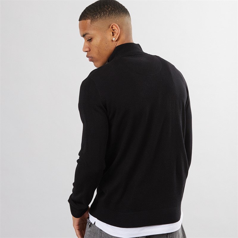 Brave Soul Mens Georgie 1/4 Zip Funnel Neck Sweatshirt Jet Black