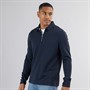 Brave Soul Mens Mellark Long Sleeve 1/4 Zip Polo Shirt Dark Navy