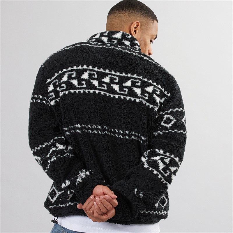 Brave Soul Mens Powelton 1/4 Zip Fleece Jet Black/Optic White