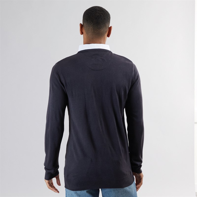 Brave Soul Mens Alvardo V-Neck Jumper Midnight Navy