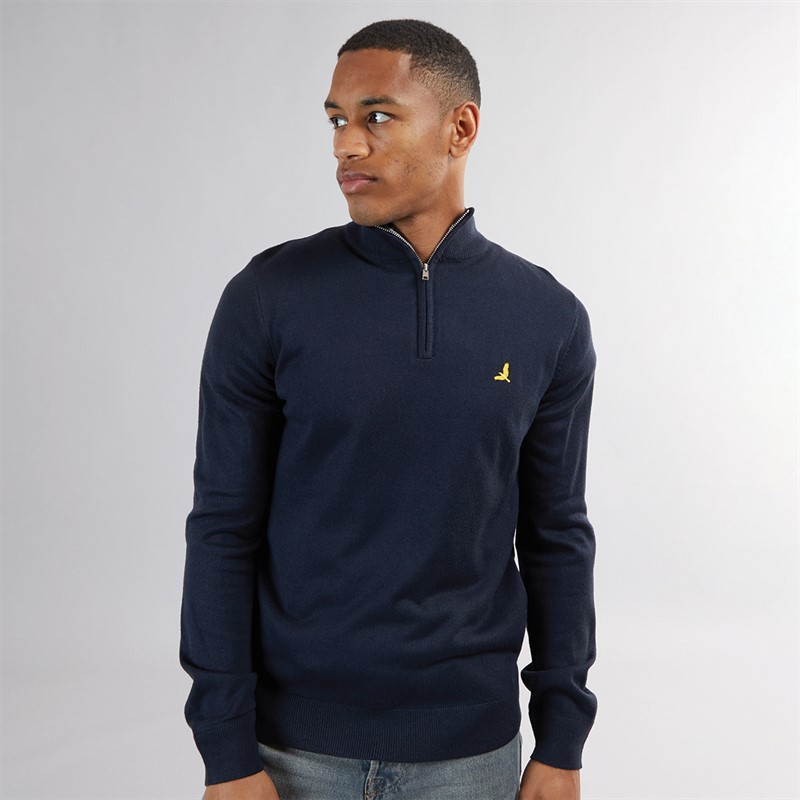 Mens Georgie 1/4 Zip Funnel Neck Sweatshirt Midnight Navy - Size XL
