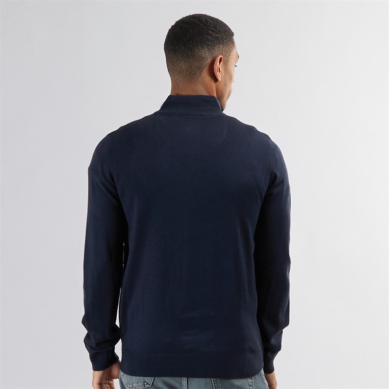 Brave Soul Mens Georgie 1/4 Zip Funnel Neck Sweatshirt Midnight Navy
