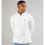 Brave Soul Mens Ryker Long Sleeve 1/4 Zip Polo Shirt Off White